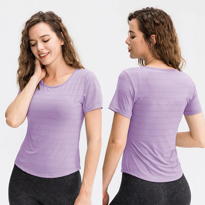 Summer Casual T-shirts Quick Dry Outdoor Running Athletic T shirts Tops Breathable Yoga Tops Women Gym Tops