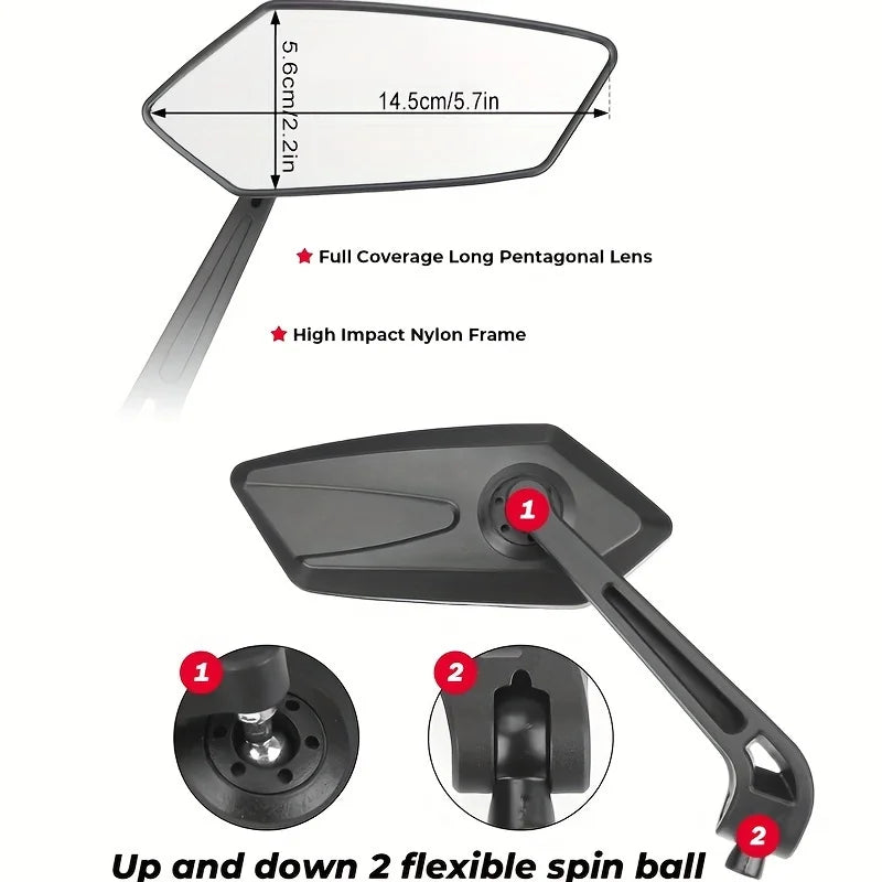 2pcs HD Wide Angle Bike Rearview Mirrors - 360° Adjustable, Fit for Electric Scooters, Ebikes, Motorcycles & Mountain Bikes