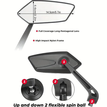 2pcs HD Wide Angle Bike Rearview Mirrors - 360° Adjustable, Fit for Electric Scooters, Ebikes, Motorcycles & Mountain Bikes