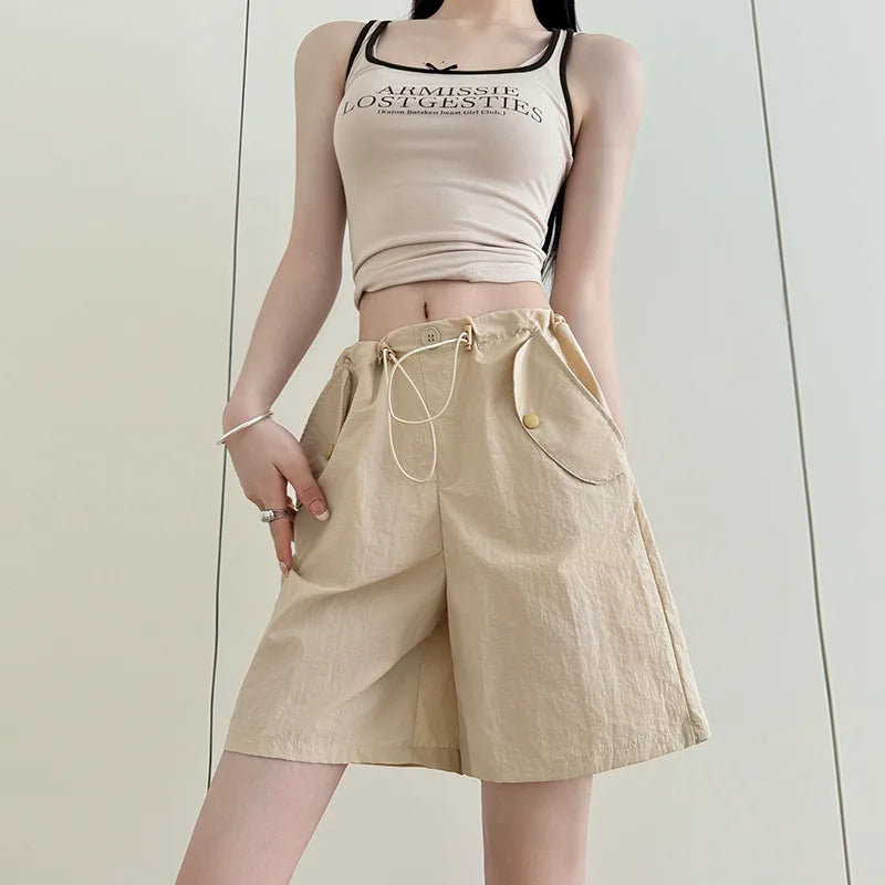 2026 Quick-drying Tooling Shorts for Women's Outer Wear Summer  Sports and Leisure Five-point Medium Pants