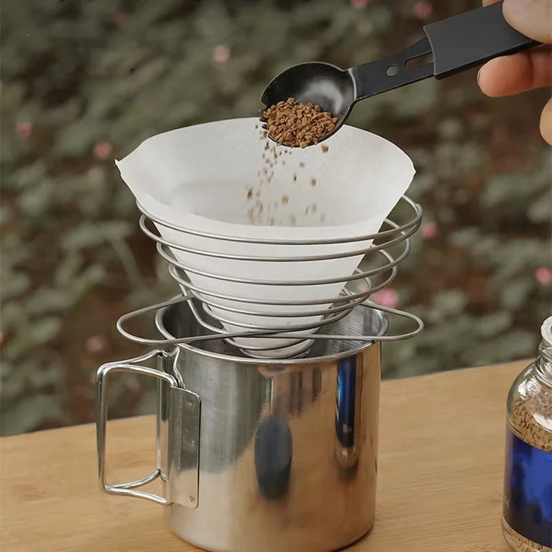 Foldable Coffee Filter Reusable Stainless Steel Camping Coffee Cup Filter Paper Dripper Barista Tools Brewing Funnel Filter Cup