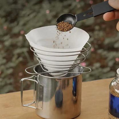 Foldable Coffee Filter Reusable Stainless Steel Camping Coffee Cup Filter Paper Dripper Barista Tools Brewing Funnel Filter Cup