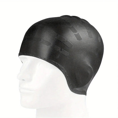 DIZETION Durable Silicone Swimming Cap with Ear Pockets for Adults and Teens - Protects Long Hair and Provides High Elasticity