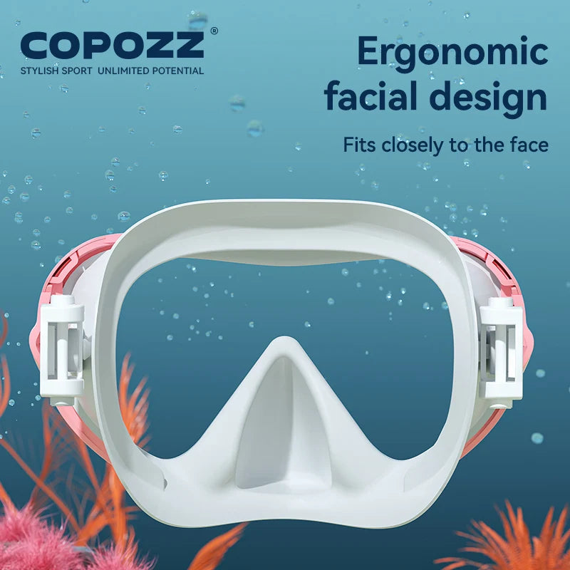 COPOZZ Professional  Diving Mask Full Vision Mask Underwater Snorkel Mask Set Swimming Snorkel HD Anti Fog Diving Equipment
