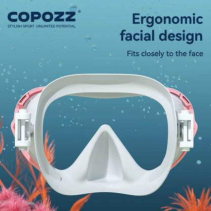 COPOZZ Professional  Diving Mask Full Vision Mask Underwater Snorkel Mask Set Swimming Snorkel HD Anti Fog Diving Equipment