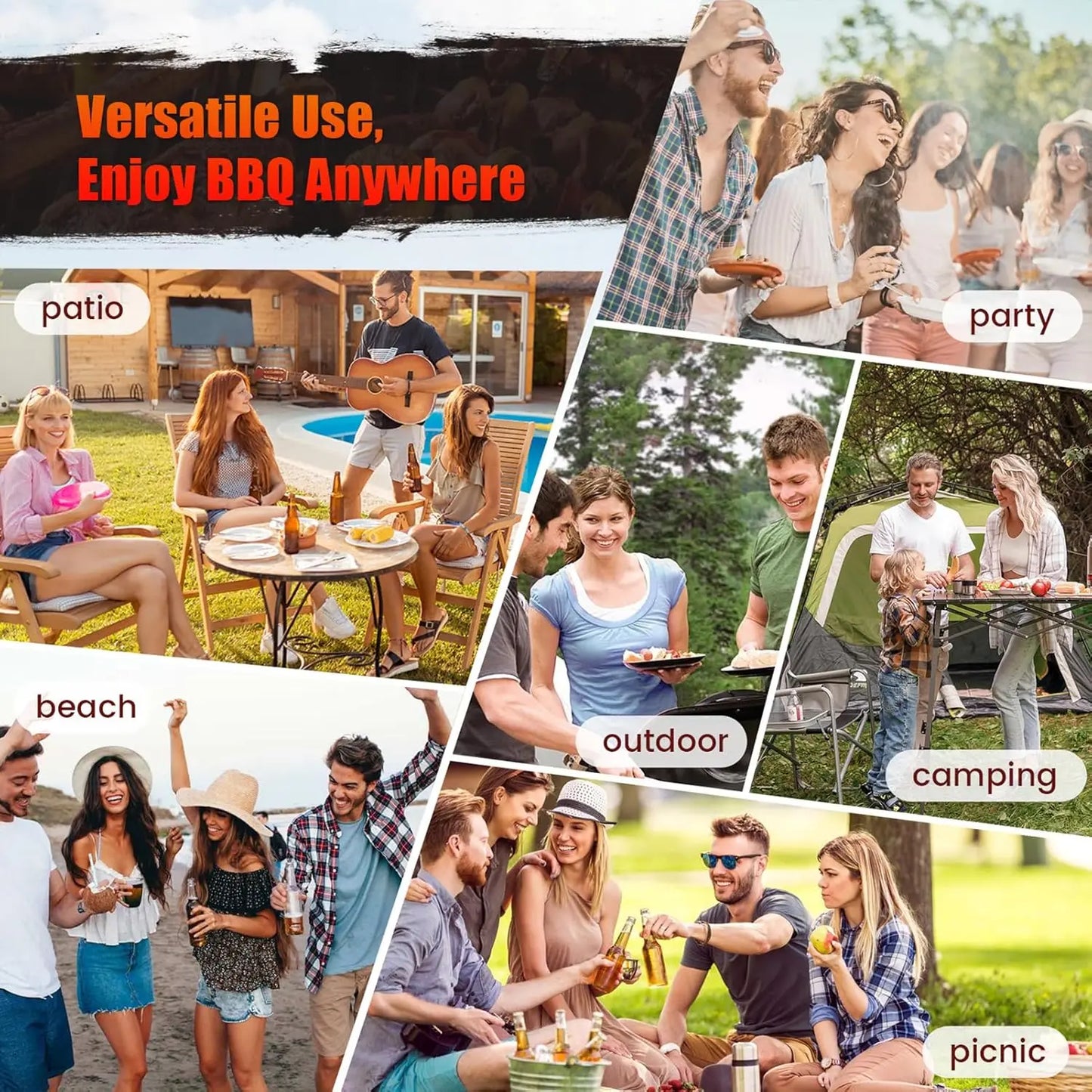 Spacious Barrel Charcoal BBQ Grill with Offset Smoker for Outdoor Backyard Camping and Parties