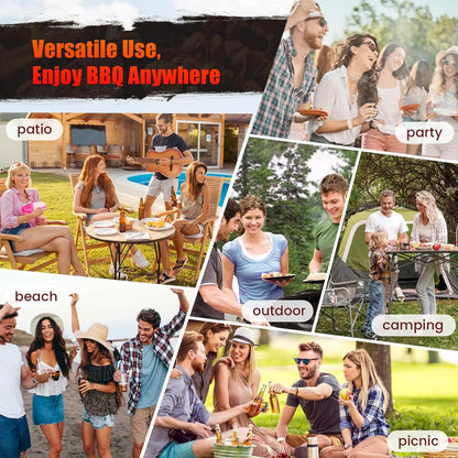 Spacious Barrel Charcoal BBQ Grill with Offset Smoker for Outdoor Backyard Camping and Parties