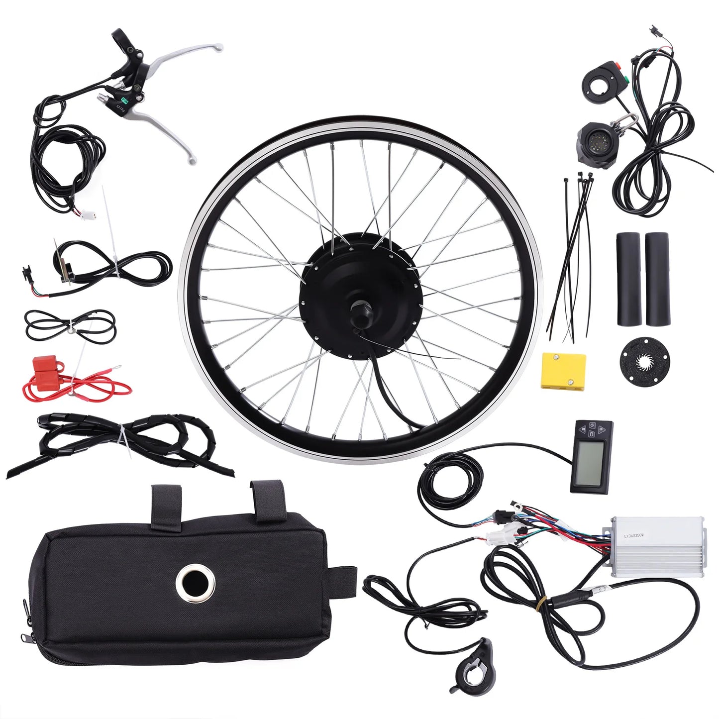 20Inch Electric Bicycle Kit 36V 350W W/ LCD Display Front Wheel Electric Bicycle Motor Hub Conversion Kit W/ Pedal Assist Sensor
