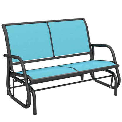 2-Person Outdoor Glider Bench, Patio Double Swing Rocking Chair Loveseat w/Powder Coated Steel Frame for Backyard, Customized