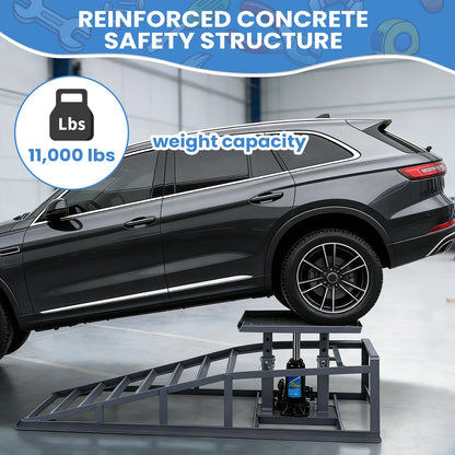 2 PCS Hydraulic Car Ramps Adjust Heights 9.8-15in Truck Wheel Ramps 5T/11000LBS Capacity for Home Garage Maintenance Oil Changes