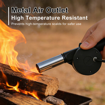 Outdoor BBQ Fan Air Blower, Hand Crank Blower with Bladeless Design, Perfect for Picnic & Camping Stove Accessories