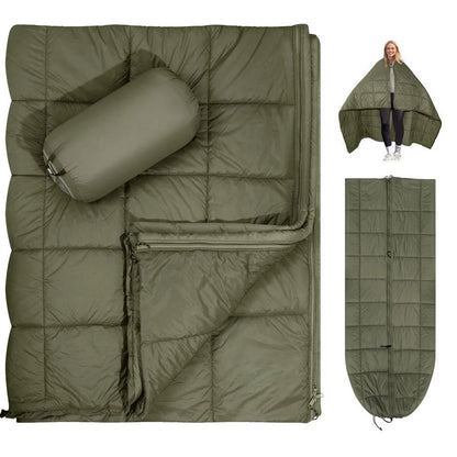 Thinsulate Insulation Puffy Camping Blanket for Cold Weather, Queen Size Warm Camping Quilt with Zipper, Waterproof Outdoor Slee