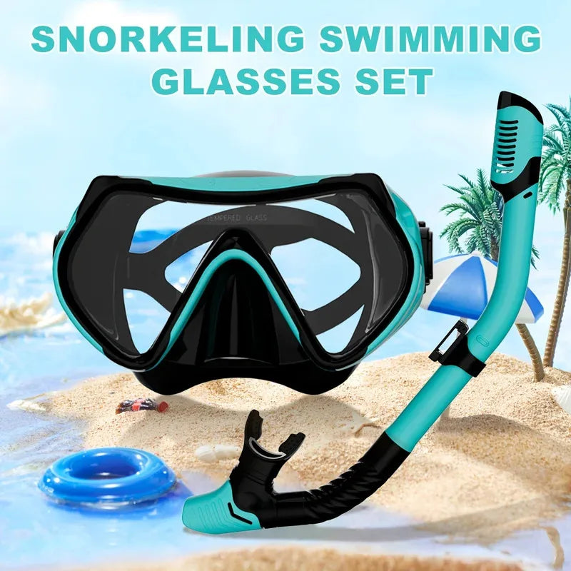 2026 New Scuba Diving Mask Snorkel Set For Adults Tempered Glass Professional Panoramic Snorkeling Gear Swimming Training
