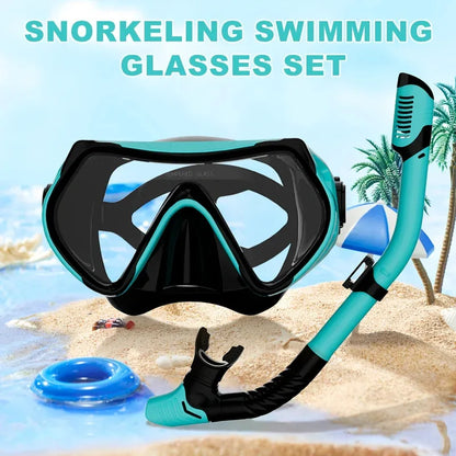 2026 New Scuba Diving Mask Snorkel Set For Adults Tempered Glass Professional Panoramic Snorkeling Gear Swimming Training