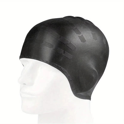 DIZETION Durable Silicone Swimming Cap with Ear Pockets for Adults and Teens - Protects Long Hair and Provides High Elasticity