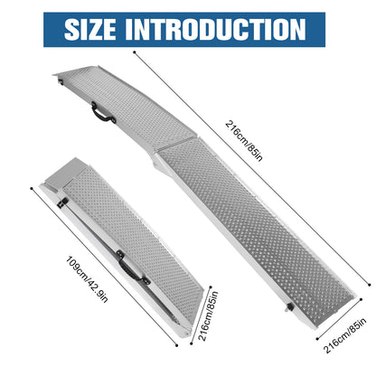 2Pcs 85inch Aluminum Folding Loading Ramps with Handle ATV Loading Ramps for Motorcycles Lawn Mowers UTVs and More