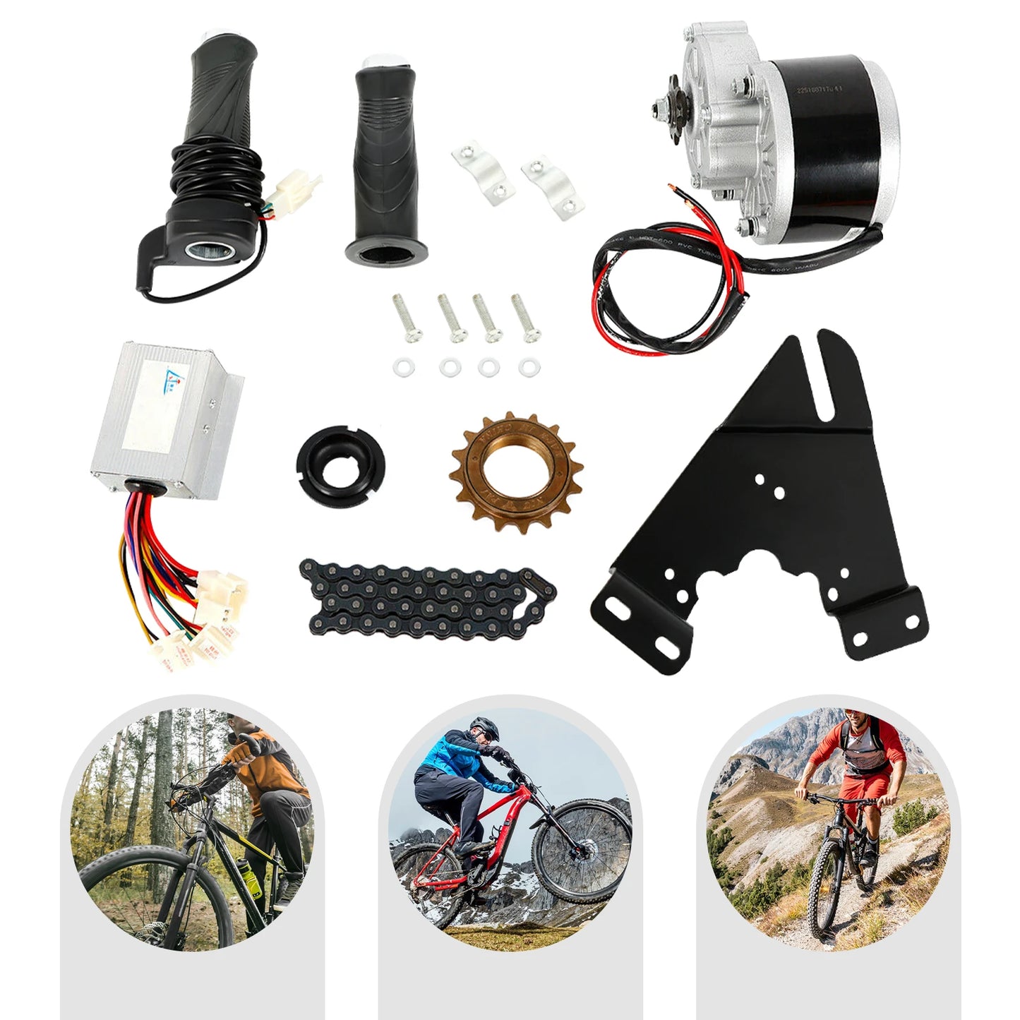 24V 250W Gear Reduction Electric Motor with 9 Tooth Sprocket Brushed DC Motors Reductor for E‑bike Bicycle Conversion Kit