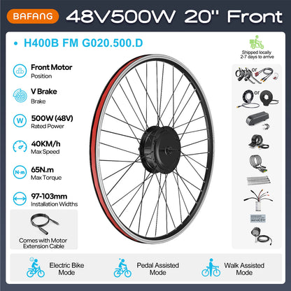[US Direct ] Bafang 48V 500W 750w Wheel Hub Motor V-Brake Front & Rear Drive Electric Bicycle Conversion Kits 8fun eBike Engine