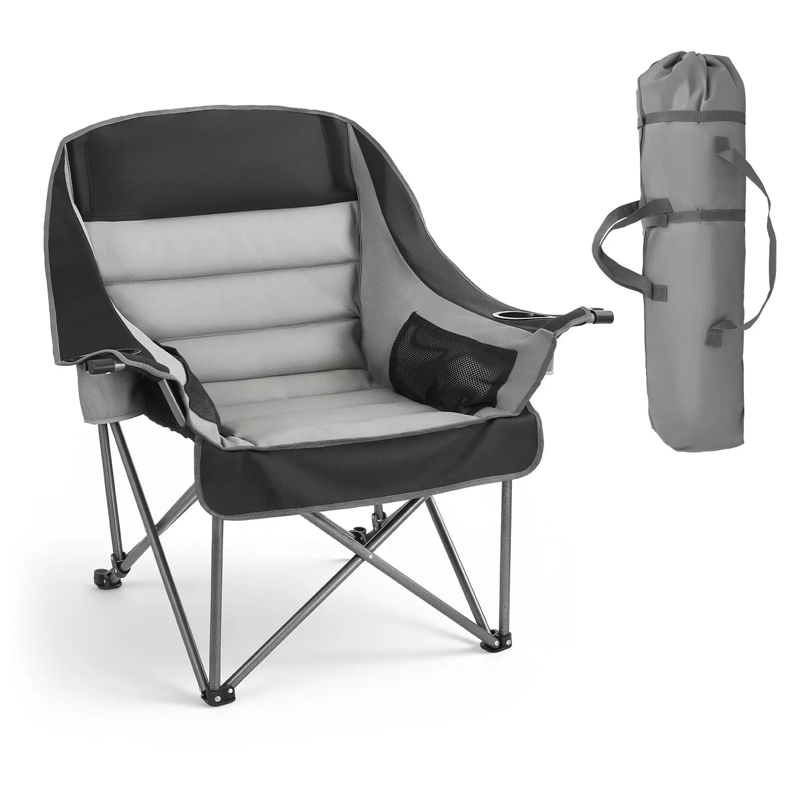 SucceBuy Oversized Camping Chairs 450lbs Heavy Duty Support Portable Padded Folding Camp Chairs w/Carry Bag for Camping Fishing