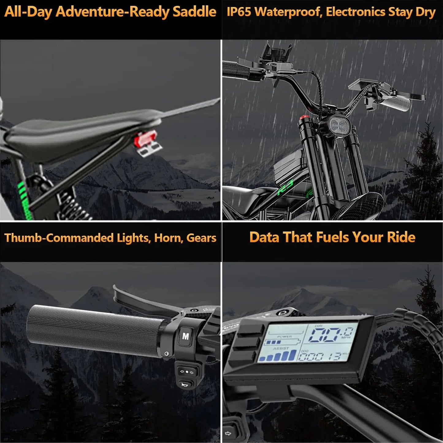 6000W Electric Dirt Bike Max 50 MPH & 50 Miles Long Range Ebike 24.5" Motorcycle Tires 1500Wh Removable Battery E Bike