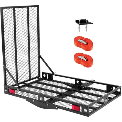 IRONMAX Hitch Cargo Carrier with Ramp, Heavy Duty Folding Mobility Scooter Wheelchair Hitch-Mounted Carrier for Car, Truck, SUV,