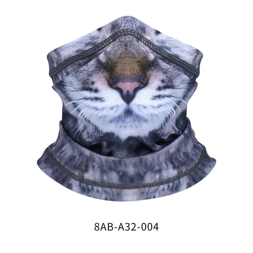 3D Animal Neck Gaiter UV Protection Half Face Mask for Skiing Cycling Motorcycling Scarf Sunscreen Bandana for Men Women