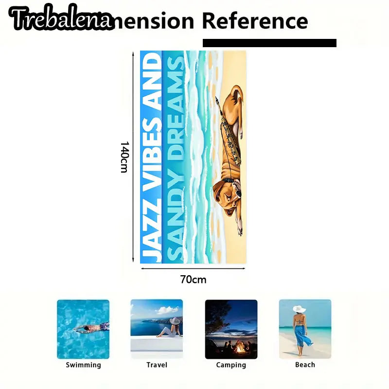 30*60inch Ultra-Soft Beach Towel with Jazz Vibes Sandy Dreams Beach Towel
