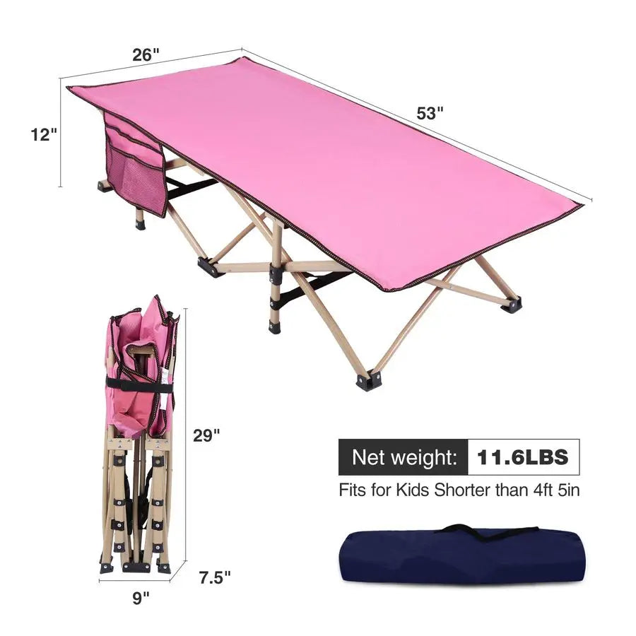 Extra Long Kids Cot for Sleeping 27 Years, Portable Travel Toddler Cot Bed with Carry Bag, Lightweight for Outdoor Indoor Home,