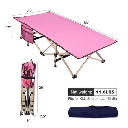 Extra Long Kids Cot for Sleeping 27 Years, Portable Travel Toddler Cot Bed with Carry Bag, Lightweight for Outdoor Indoor Home,