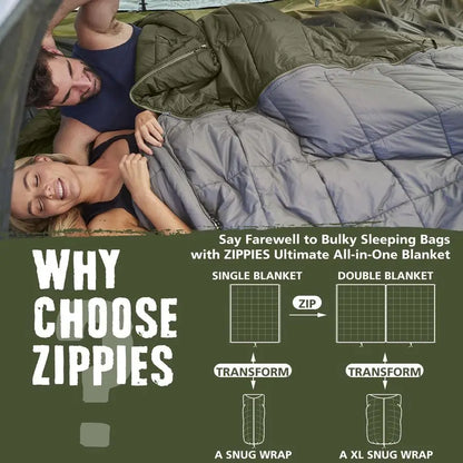 Thinsulate Insulation Puffy Camping Blanket for Cold Weather, Queen Size Warm Camping Quilt with Zipper, Waterproof Outdoor Slee