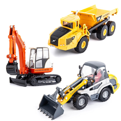 Heavy Duty Construction Site Playset, Metal Dump Truck, Excavator Digger Backhoe,Tractor Bulldozer Diecast Vehicle, Outdoor Sand