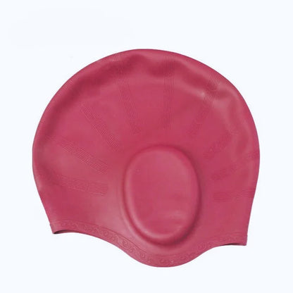 DIZETION Durable Silicone Swimming Cap with Ear Pockets for Adults and Teens - Protects Long Hair and Provides High Elasticity