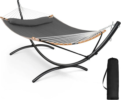 Portable Hammock with Stand, Foldable Patio Swing for 2-3 People, Heavy Duty Dark Gray