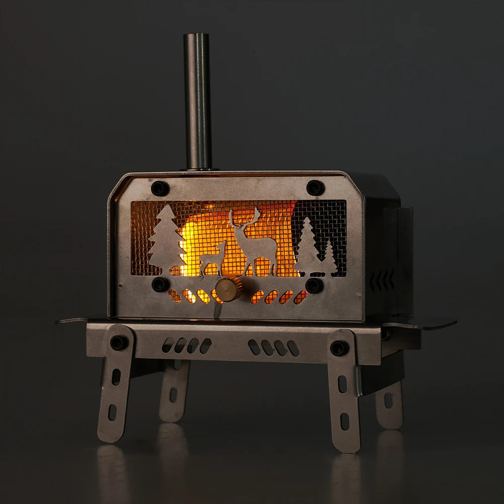 Mini Tent Stove with Chimney Outdoor Firewood Stove Stainless Steel Wood Burning Stove for Outdoor Cooking BBQ