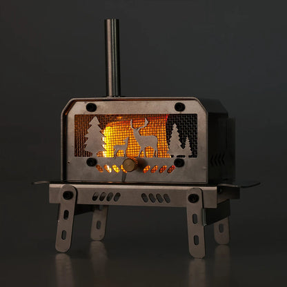 Mini Tent Stove with Chimney Outdoor Firewood Stove Stainless Steel Wood Burning Stove for Outdoor Cooking BBQ