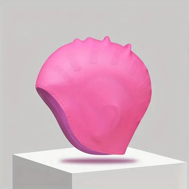 DIZETION Durable Silicone Swimming Cap with Ear Pockets for Adults and Teens - Protects Long Hair and Provides High Elasticity