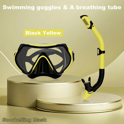 2026 New Scuba Diving Mask Snorkel Set For Adults Tempered Glass Professional Panoramic Snorkeling Gear Swimming Training
