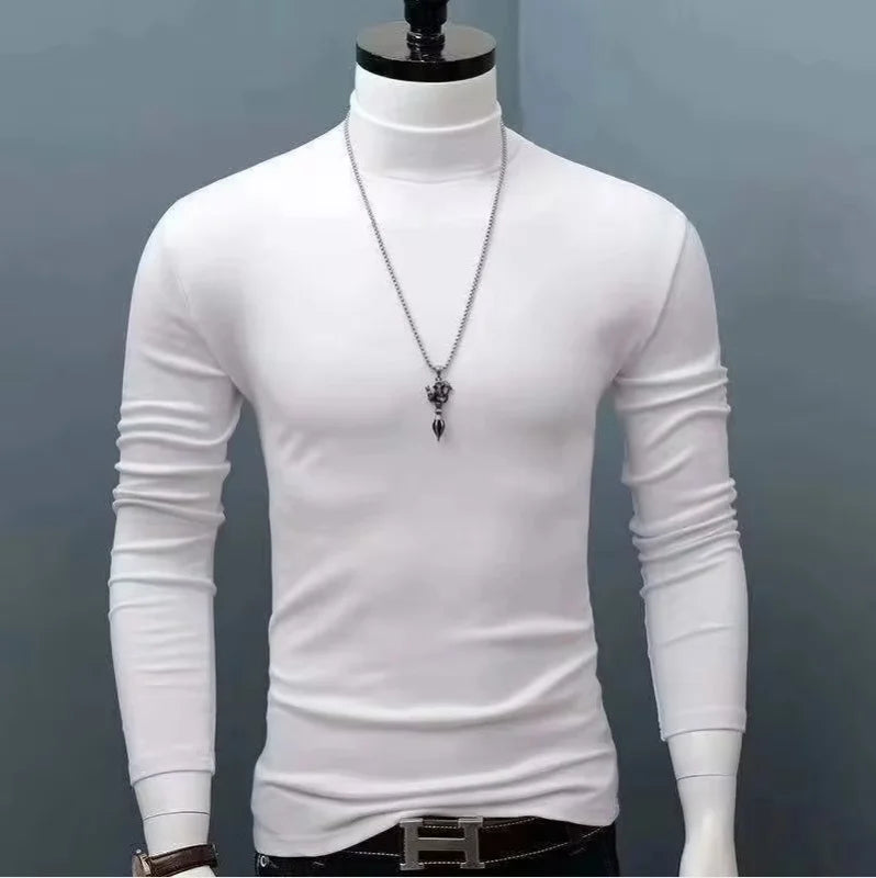 new Quick Drying High Collar Men's Blouses for Cool Stylish Shirts and Blouses Comfortable and Warm T-Shirts for Fall and Winter