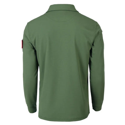 Mens Quick Dry Tactical Polo Shirt Summer Breatable Outdoor Training Top Embroidered Logo Turn-down Collar Long Sleeve Clothes