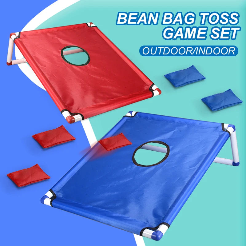 Kids Toys Bean Bags Toss Game Set Portable Cornhole Set with 1 Cornhole Game Board and 6 Bean Bags Yard Toss For Children's Gift