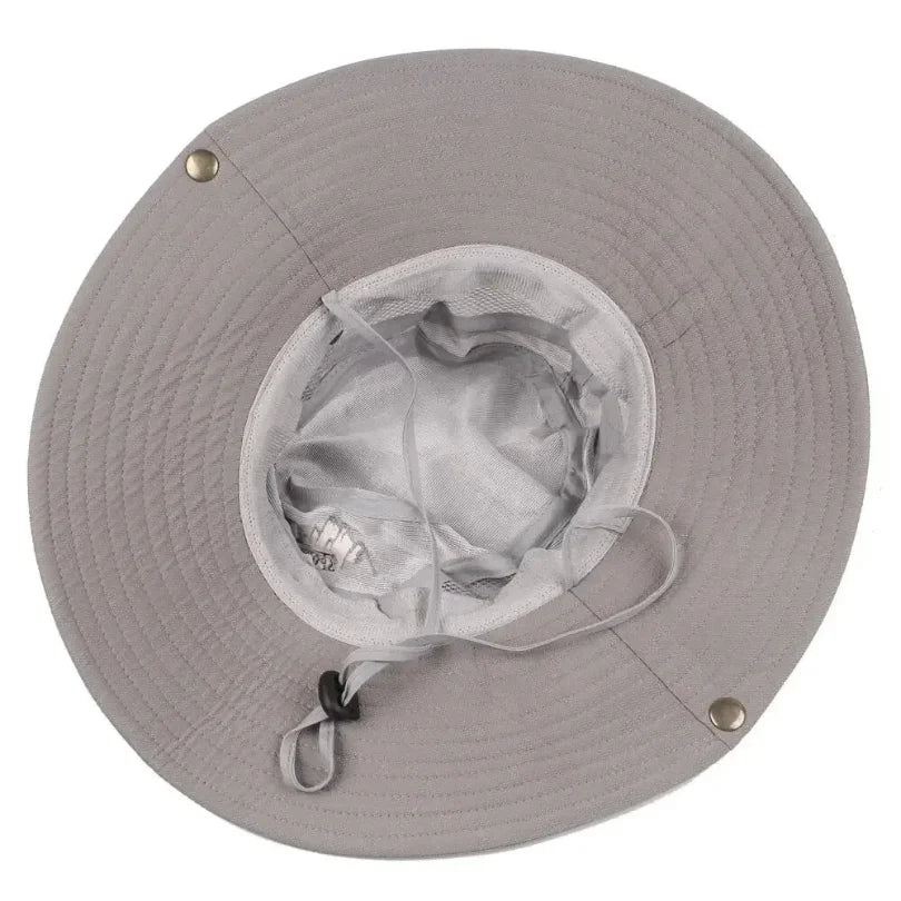 Outdoor hat Summer Men's Wide Brim Bucket Hat UV Protection Panama Style Mesh Fisherman Beach Sun Hat for Outdoor Hunting Hiking