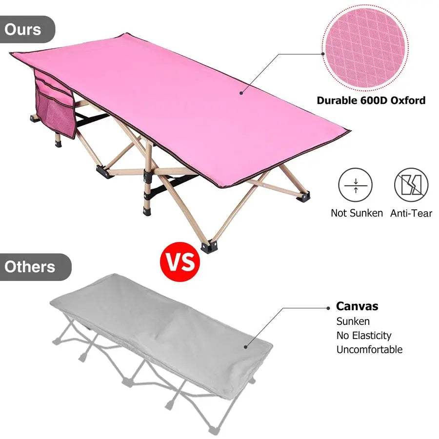 Extra Long Kids Cot for Sleeping 27 Years, Portable Travel Toddler Cot Bed with Carry Bag, Lightweight for Outdoor Indoor Home,
