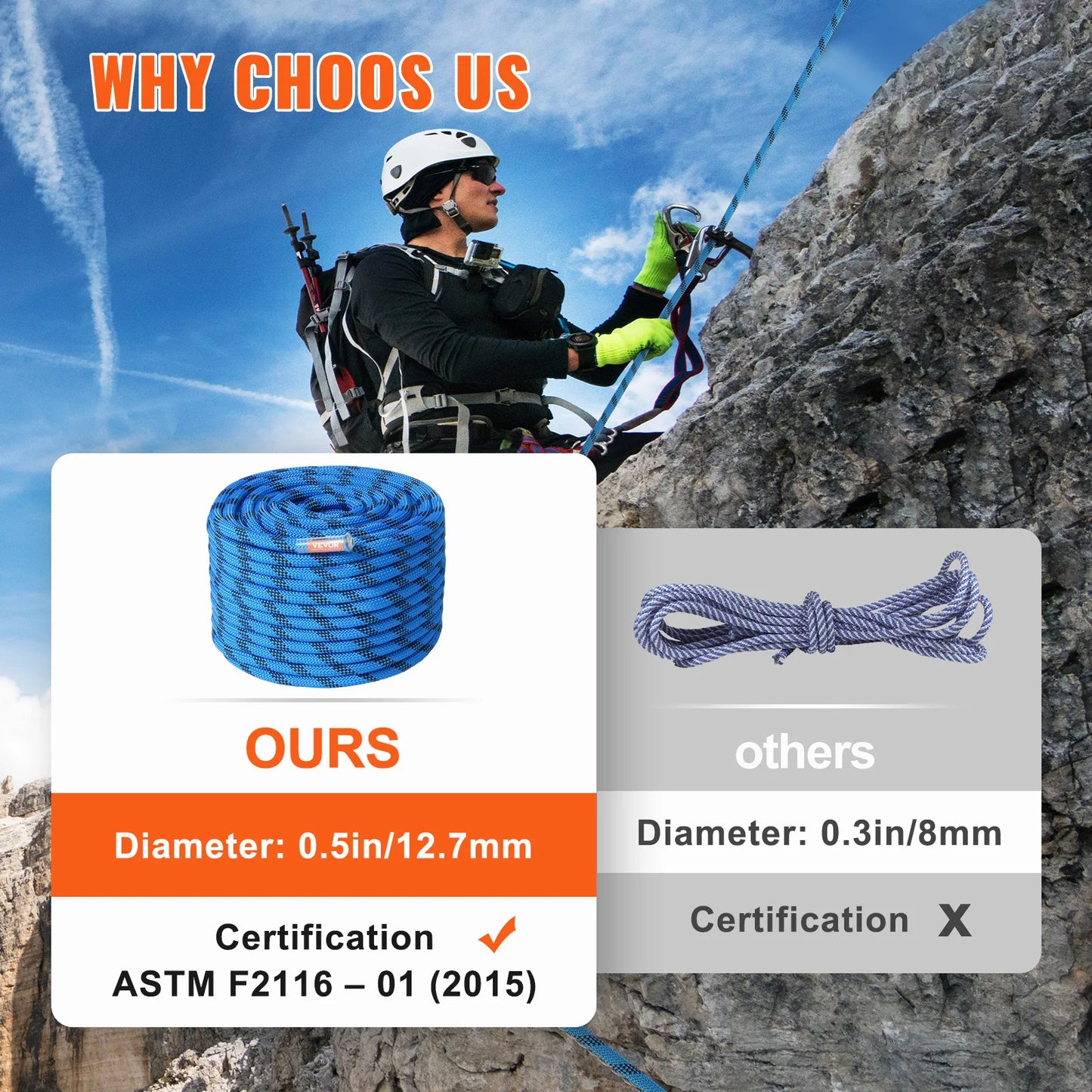 Static Climbing Rope 125/150/200ft