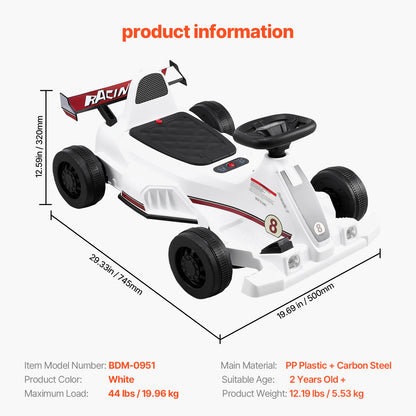 SucceBuy 6V 4.5Ah Electric Pedal Go Kart Portable Outdoor Racing Toys 20000 RPM Motor with LED Headlight&Horn for Kids Boy Gifts