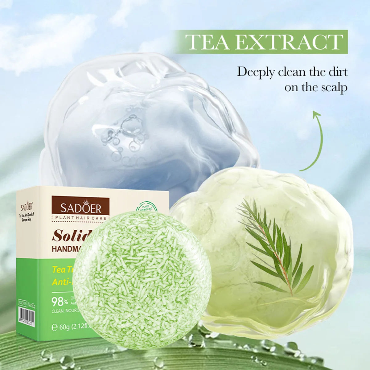 Tea Tree Essential Oil Solid Shampoo Bar Deeply Cleanses Nourishes Nourishes Hair Plant Essential Oils Care For Scalp And Hair