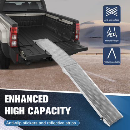 2Pcs 85inch Metal Ramps Ladder with Handle Foldable Truck Loading Ramps for Motorcycles Lawn Mowers UTVs and More