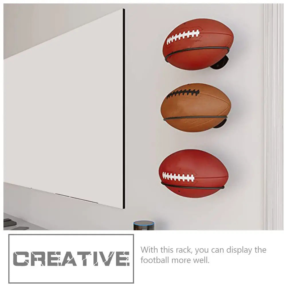 2Pcs Wall Football Rack Iron Ball Display Stand for Shopping Mall Counter Home Gym Basketball Rugby Volleyball Hat Storage