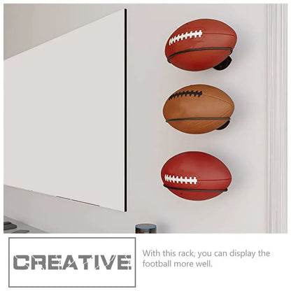 2Pcs Wall Football Rack Iron Ball Display Stand for Shopping Mall Counter Home Gym Basketball Rugby Volleyball Hat Storage