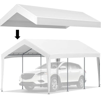 Carport Replacement Canopy Cover, 10 x 20 ft, Ripstop TripleLayer PE Fabric Garage Top Tarp Shelter Cover, UV Resistant Waterpro