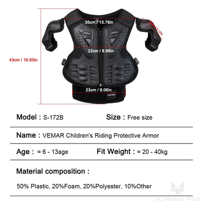 Boys Girls Full Body Skating Skiing Armor Child Kids Youth Motocross Downhill Vest Armor Jacket Chest Spine Knee Elbow Guard Pad